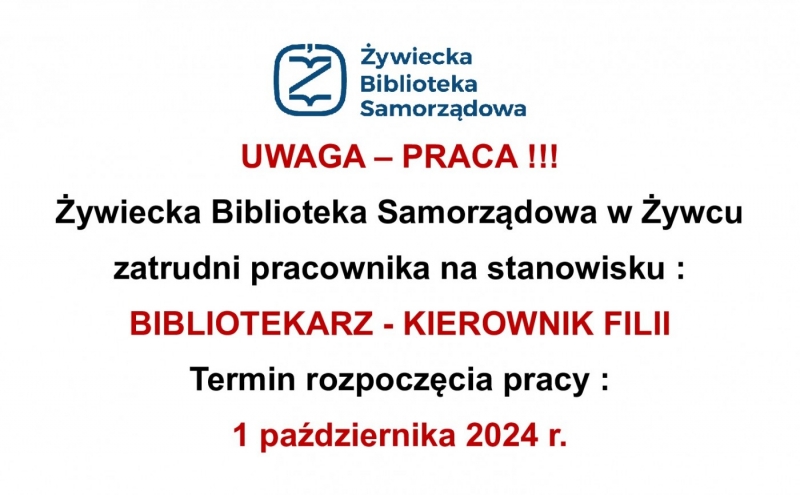 Praca w Żywieckiej Bibliotece Samorzadowej - oferta!